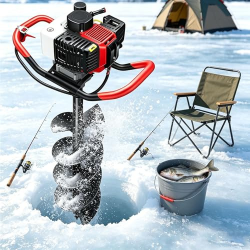 4 Stroke Gasoline Post Hole Digger,3800w/9800r/Min Petrol Earth Ground Drill,Earth Auger Gas Powered,Diggers for Fence Posts Garden Soil Tree,8 Types of Drill Bits 30cm 12cm