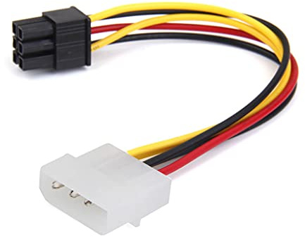 Gazechimp Câble Adaptateur d'alimentation Molex mâle 4 Broches vers Femelle 6 Broches PCI-E PCI Express Noir - Compatible avec Alimentations et Cartes Graphiques - Longueur 18 cm