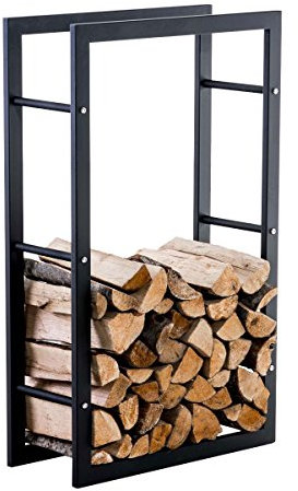 Scaffale Legnaia KERI V3 in Metallo per Camino - Portalegna da Interno per Caminetto I Ferro Verniciato a Polvere Nero Opaco con Tasselli AntiGraffio I Scaffale Legna Camino, Dimensione:25x60x100 cm