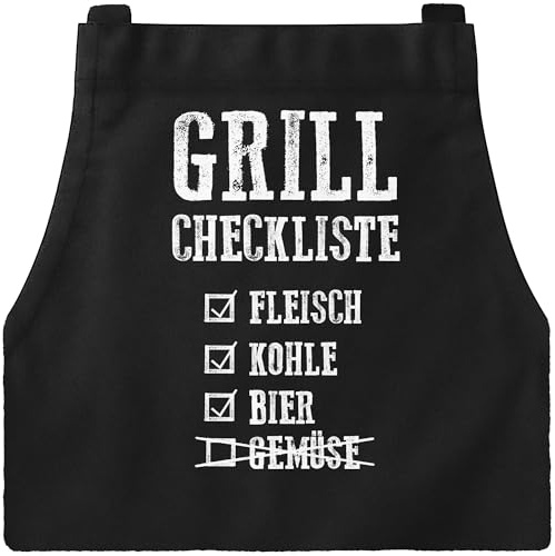 MoonWorks Grill-Schürze für Männer Grill-Checkliste Baumwoll-Schürze Küchenschürze