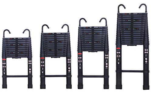 Aluminum Multi-Purpose Ladder with Detachable Hook, Protable Extension Telescopic Ladder for Indoor Outdoor Office Loft Attic Ladder, EN131, Max Capacity 150KG, 3.2M/3.8M/5M/6.2M (5M)