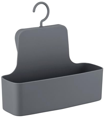 WENKO Duschcaddy Barcelona, Duschregal zum Hängen, mit beweglichem Haken, Spezial-Kunststoff (bruchsicher), Befestigen ohne Bohren, Anthrazit