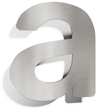 Edelstahl Hausnummer a - massiv, wetterfest & rostfrei - 14 cm groß - mit Befestigungsmaterial - Design Hausnummern-Schild gebürstet N-01-A-E