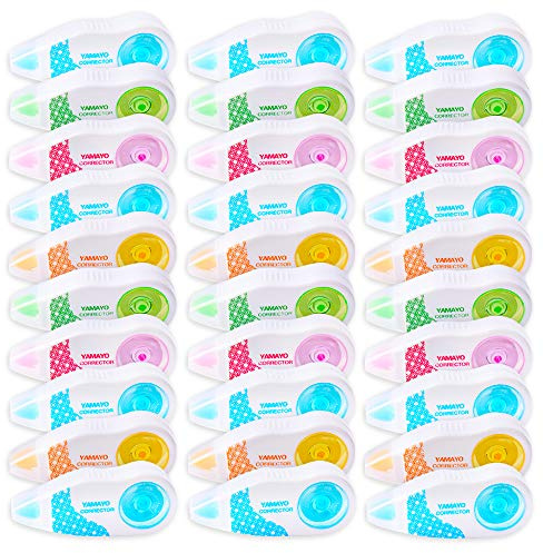 GUDOTRA 30pcs Cintas Correctoras Cinta de Corrección de 5m x 5mm para Estudiantes Papelería Escolar Oficina Material Escolar (30pcs 5 colores)