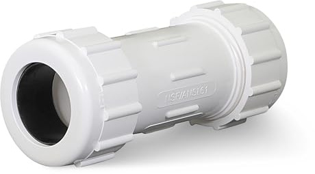 Midline Valve 582DD114 PVC Compression Coupling Pipe Fitting; 1-1/4 in.; White Plastic