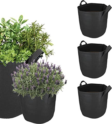 mumbi 5X Pflanzsack Pflanzentasche Pflanzen Sack Tasche Smart Grow Bag Vliesstoff mit Griffen 30 Liter