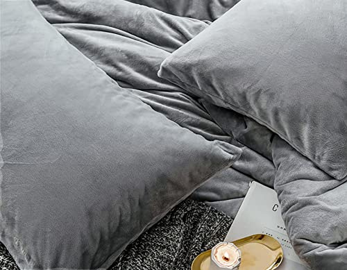 Omela Fleece Kissenbezug 40x80 Winter Warm Kissenhülle 2er Set Silber Grau | Oeko-TEX zertifizierte, Kopfkissenbezug 40 x 80 cm, Cashmere Touch, Flauschig, Coral Fleece, Reißverschluss