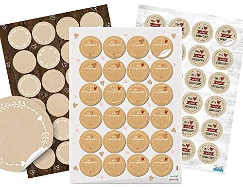 Logbuch-Verlag Aufkleber Set Marmeladen Glas Etiketten 72 Sticker - Selbstgemacht & zum Beschriften Aufkleber Haushalt