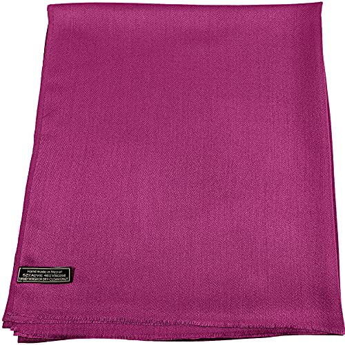 CJ Apparel Fuchsia Violet Echarpe de Pashmina en Châle Népalaise Solide Couleur Unie Conception Wrap Étole Secondes