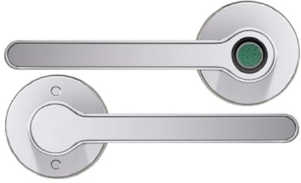 Blusafe Fingerprint Internal Door Lock, Biometric Smart Door Handle, 50 Fingerprints, 2 Backup Keys, HMO/Student Houses, Bedrooms, Home Office Locks (Rose, Satin Chrome)