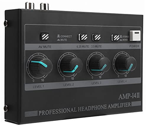 BTER Amplificateur de Casque, amplificateur Audio Professionnel Mono/stéréo 4 canaux, séparateur de Casque Portable avec Sortie Casque TRS 1/4 et 1/8 et entrée Audio RCA/TRS 1/4 et 1/8(#1)