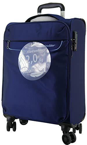 METZELDER Valise Souple Taille Cabine Trigone Ultra Leger & Grosse CAPACITE DE Chargement Garantie 1 an (S_Petite Taille/Taille Cabine_55x38x20cm_43L 2,3kg, Bleu Marine (Navy Blue))