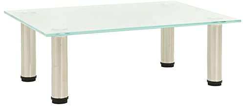 Gecheer Mobile Porta TV Satinato 40x35x17 cm, Mobile Porta TV in Vetro Temperato, Porta TV Trasparente Supporto TV Tavolino da Salotto Vetro, Tavolo da Soggiorno Moderno