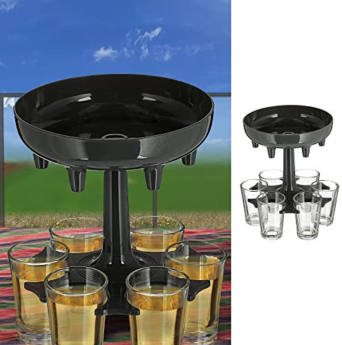 Cepewa Schnapsglas Spender 6 Schnapsgläser │ Glas 13,5x12,5cm │Partygadget Shots Getränkespender