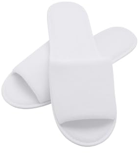 VIRSUS 10 Paia di Pantofole APERTE monouso in poliestere colore Bianco, confezionate a coppia, suola Antiscivolo, taglia Unica, pattine donna uomo per Casa, Hotel, Spa