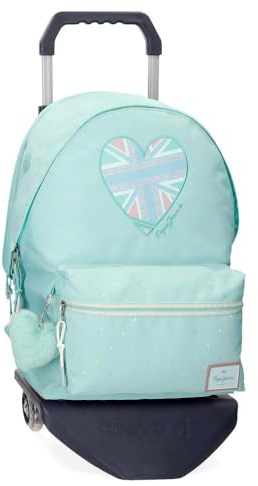 Pepe Jeans Nerea Laptop Ryggsäck Dubbelfack med vagn 15,6 Blå 31x44x15 cms Polyester 23,87L, Blå, Talla única, Bärbar ryggsäck med dubbla fack med vagn