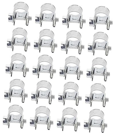 Uonlytech 20pcs Hose clamp Vacuum Hoses Stainless Hose Stainless Steel Hose U- Bolt Clamp Fuel Injection line Clamps high Pressure Fuel line Clamps Pipe Clamps Tighten Pipe Suite