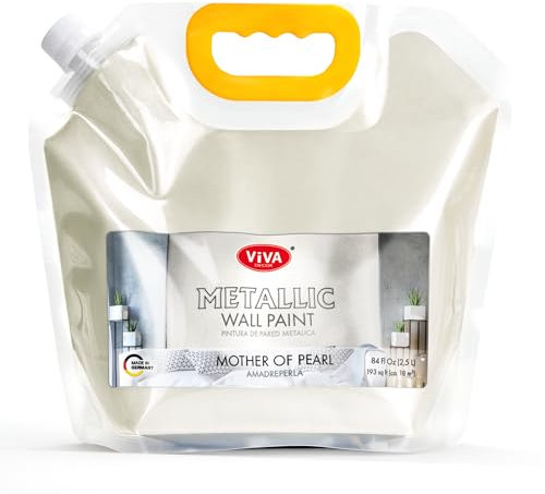 Viva Decor Metallic Wandfarbe 2,5 L - Perlmutt - Effektfarbe Wand für stilvolle Wandgestaltung, wasserbasiert & abriebfest, leicht aufzutragen, langlebige Wandfarbe mit intensivem Metallic Effekt
