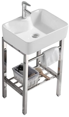 Einzelbecken badezimmer waschbecken keramik handwaschbecken spültisch universalspüle Spülbecken für eine Waschküche,Mit Wasserhahn,Zubehör,geeignet für Badezimmer,Gästezimmer,Toilette