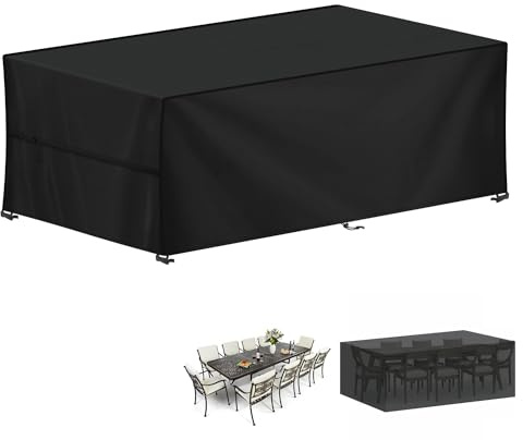 LAMUNI Abdeckhaube Gartenmöbel 260x100x80cm Loungesofa Abdeckung Gartentisch Wasserdicht Abdeckplanen für Gartenmöbel Plane 420D Oxford Gewebe Schutzhülle für Gartenmöbel, Loungemöbel, Rattanmöbel