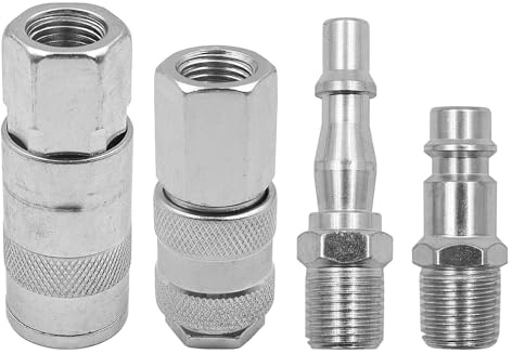 Hsthe Sea 4Pcs Air Compressor Fittings 1/4 BSP Air Line Connectors Air Fitting Convertor Adapter