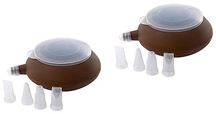 Garneck 2pcs Macaron Silicone Pastry Cake Nozzle Pen Set Decorative Nozzles Non-Stick Reusable for Baking Decorating High-Temperature Resistance