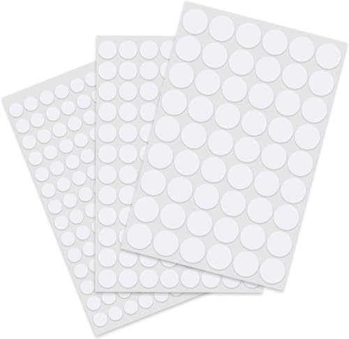 9 Blatt 870 Stück Weiß Loch Aufkleber, PVC Schraubenabdeckung, Selbstklebende Schrauben Abdeckkappen, Schraubenloch Aufkleber für für Wand, Schränke, Schreibtische, Möbel, Regale (12mm,15mm,21mm)