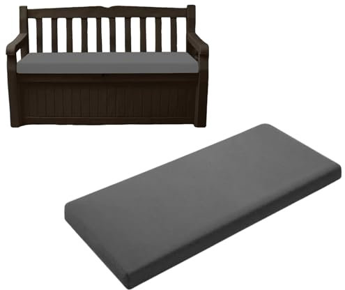 Royale Linens® Premium Outdoor Garden Bench Cushion Seat Pad 128x50 cm | Water Resistant Outdoor Cushions for Eden Storage Benches | Soft & Comfortable (Grey)