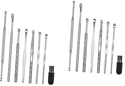 minkissy 16stücke Teiliges Edelstahl Ohrenschmalz Entferner Set Hygienische Ohrreinigung Für Erwachsene Und Tragbar Langlebig Und Rostfrei Für Effektive Entfernung Von Ohrenschmalz