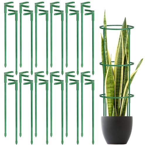 24 Pcs Plant Support Stakes, Half Round Plant Support for Indoor Plants, Stackable Garden Flower Support, Plant Stakes for Tomato, Monstera, Peony, Hydrangea Climbing Plants (6.2 Wide X 11.6 High)