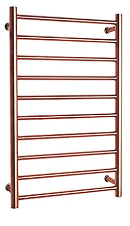 Smart Electric Heated Towel Rack 10 Bar Bathroom Radiator with Wall Mount 304 Stainless Steel Towel Warmer in Rose Gold Color Plug In Design for Easy Use.