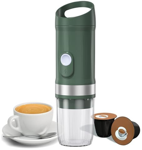 YIWEOG Macchina per caffè espresso elettrica portatile, senza fili, a caldo e a freddo, mini caffettiera monodose da 3 once con polvere di caffè 3 in 1/capsule N/capsule DG Pressione della pompa da 20