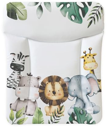 Ceba Baby® weiche Wickelauflage 50x70 cm - Baby Wickelunterlage - Wickeltischauflage für Junge und Mädchen - Wasserdicht, abwaschbar - OEKO-TEX® Standard 100 - Made in EU - Dschungeltiere