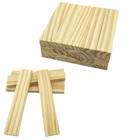 ZAHD 30 PCS bastelholz klötzchen Holzbausteine Holzklötze Holzleisten Holzklötzchen zum Basteln Vielseitige Bastelholz Klötzchen 100x20x7mm für DIY Projekte Deko und Bauen Vertäfelung (Holz)