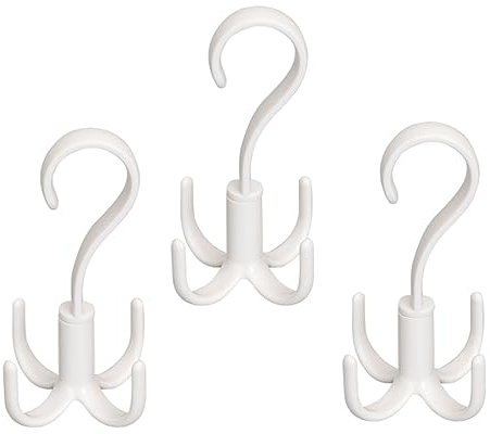 SOLUSTRE 3 Perchas Giratorias De 360 Grados con 4 Ganchos Organizador Multifuncional para Armario Ideal para Bufandas Corbatas Zapatos Y Toallas