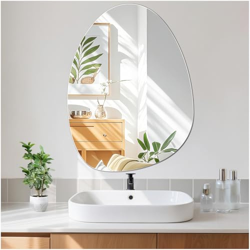 JMITHA Spiegel Asymmetrisch 45x60cm ohne Rahmen HD Glas Wandspiegel Asymmetrischer Spiegel Unregelmäßiger Modern Badspiegel für Bad Flur Wohnzimmer Schlafzimmer | Asymmetrischer Spiegel Unregelmäßiger Modern Badspiegel für Bad Flur Wohnzimmer Schlafzimmer