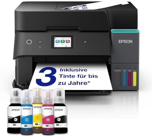 Epson EcoTank ET-4950 A4-Multifunktionsdrucker mit Wi-Fi & AirPrint Tintentank, automatischem Dokumenteneinzug, Duplexdruck, Scannen, Kopieren & Fax, bis zu 3 Jahre Tinte im Lieferumfang enthalten