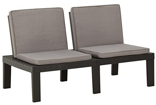 Qnhdfrt Gartenbank mit Auflagen Kunststoff Grau 130x65x70cm Bequeme Outdoor Sitzbank für Garten Balkon und Loungebereiche