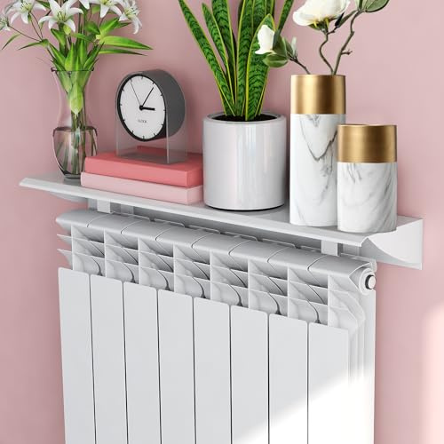 Copertura universale in alluminio per radiatore, larghezza 20 cm, lunghezza personalizzabile fino a 200 cm, ripiano galleggiante per riscaldamento efficiente, resistente alla polvere e al fumo, ideale