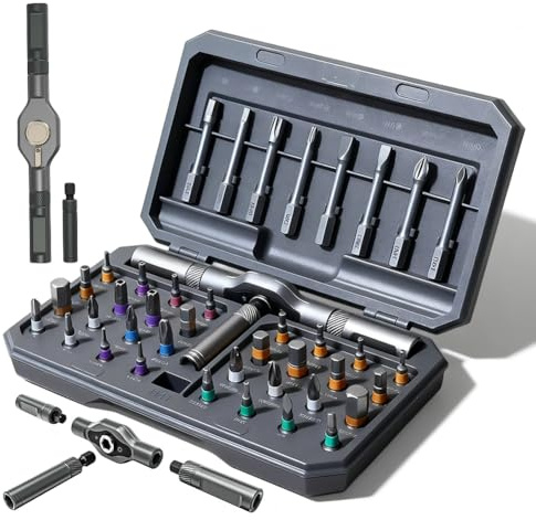 Set di cacciaviti magnetici 42 in 1, cacciavite magnetico multi-bit, meccanismo a cricchetto con 40 bit, design rimovibile per lavori di precisione (nero)