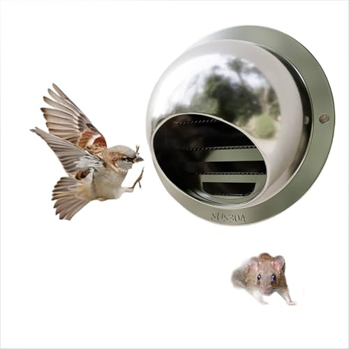 Grille de Ventilation Hotte de Cheminée En Acier Inoxydable 304 Pare-Oiseaux Murale Ventilation Hotte Fumisterie Poele Exterieur Tubage 125mm 150mm 160mm 170mm 180mm 200mm 250mm 300mm(110mm/4.3in)