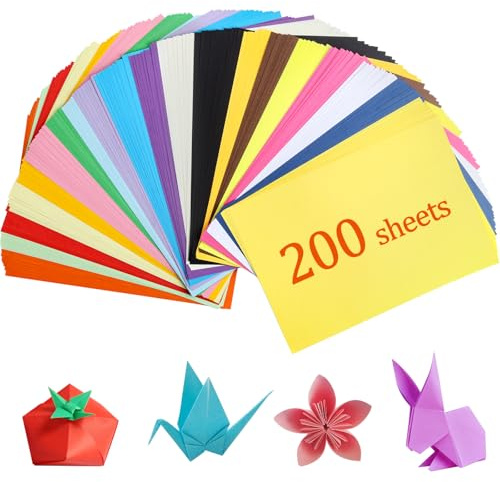 200 fogli A4, carta colorata universale, per origami, 20 colori vivaci, 70 g/m², carta colorata per bambini, carta colorata su entrambi i lati, per progetti di artigianato fai da te