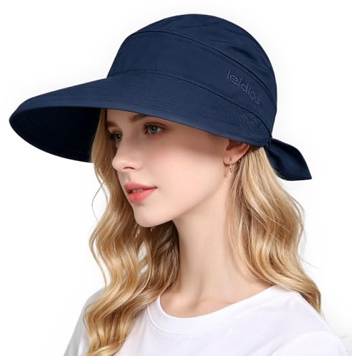 AYPOW 2-in-1 Women Sun Visor Hat Cap with Zip-Off, UV Protection Wide Brim Quick Dry Summer Beach Hat, Adjustable Packable Ponytail Friendly Baseball Cap with Detachable Top for Tennis Garden Travel