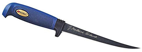 Marttiini Finnisches Filiermesser, beschichtete Klinge, 15 cm, Kautschuk-Griff, Lederscheide