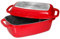 STONELINE Cocotte Rectangulaire 40x22 cm, en Fonte d’Aluminium, avec Couvercle à Induction, Revêtement Antiadhésif avec de vraies particules de pierre, Compatible à l'Induction et au four, Rouge