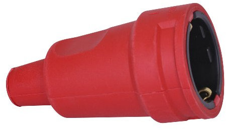 Kopp 180412000 - Spina di gomma con contatto di protezione, guaina protettiva e antipiega, colore: Rosso