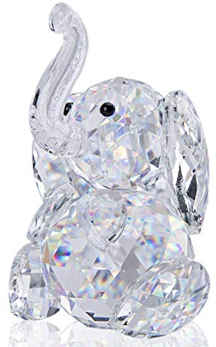 H&D Crystal Cute Elephant Figurine Collection Cut Glass Ornament Statue Animal Collectible