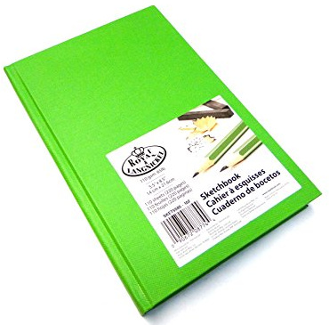 &Royal Langnickel Kit de croquis Vert clair A5 Papier à dessin pour artiste Carnet de croquis 110 g/m ²-Reliure rigide - 220 Pages - 14 cm x 21,6 cm