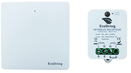 Interrupteur sans fil sans pile et son récepteur 1000W - garantie 3 ans - portée intérieure 30 mètres, blanc RXTX
