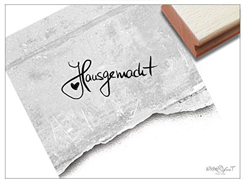 Stempel - Textstempel HAUSGEMACHT mit Herz handschriftlich - Schriftstempel für Etiketten Geschenkanhänger Karten zum Geburtstag - von zAcheR-fineT